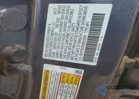 2021 Honda Passport Sport z USA, uszkodzony, nr VIN 5FNYF8H26MB020699